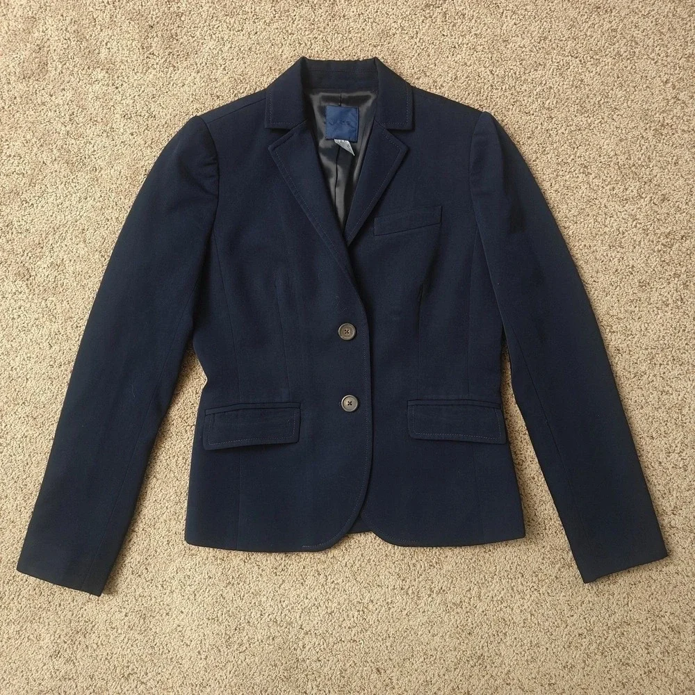 J.Crew Blazer Womens 4 Navy Tailored‎ Wool 2Button NotchedLapel SingleBreasted